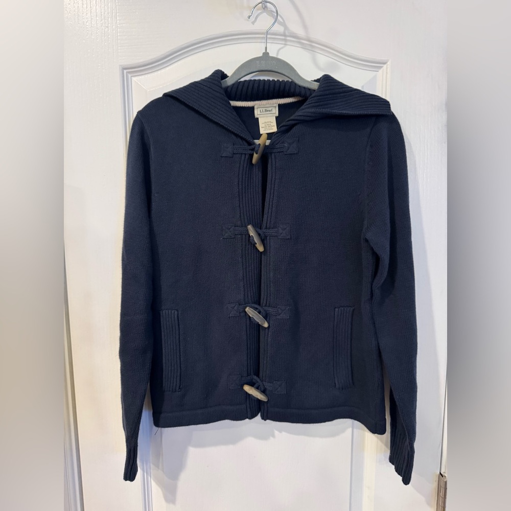 L.L. Bean Women’s Navy Toggle Shawl Neck Cardigan